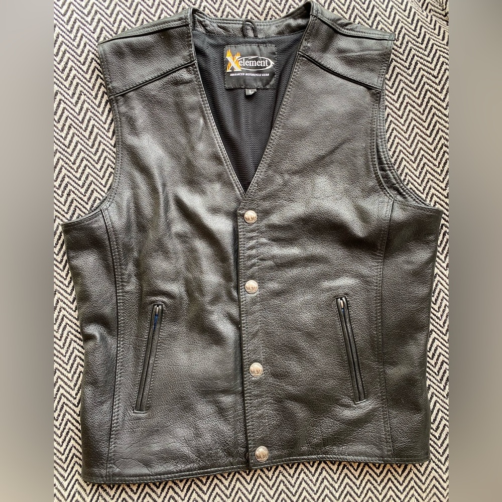 Leather motorcycle vest